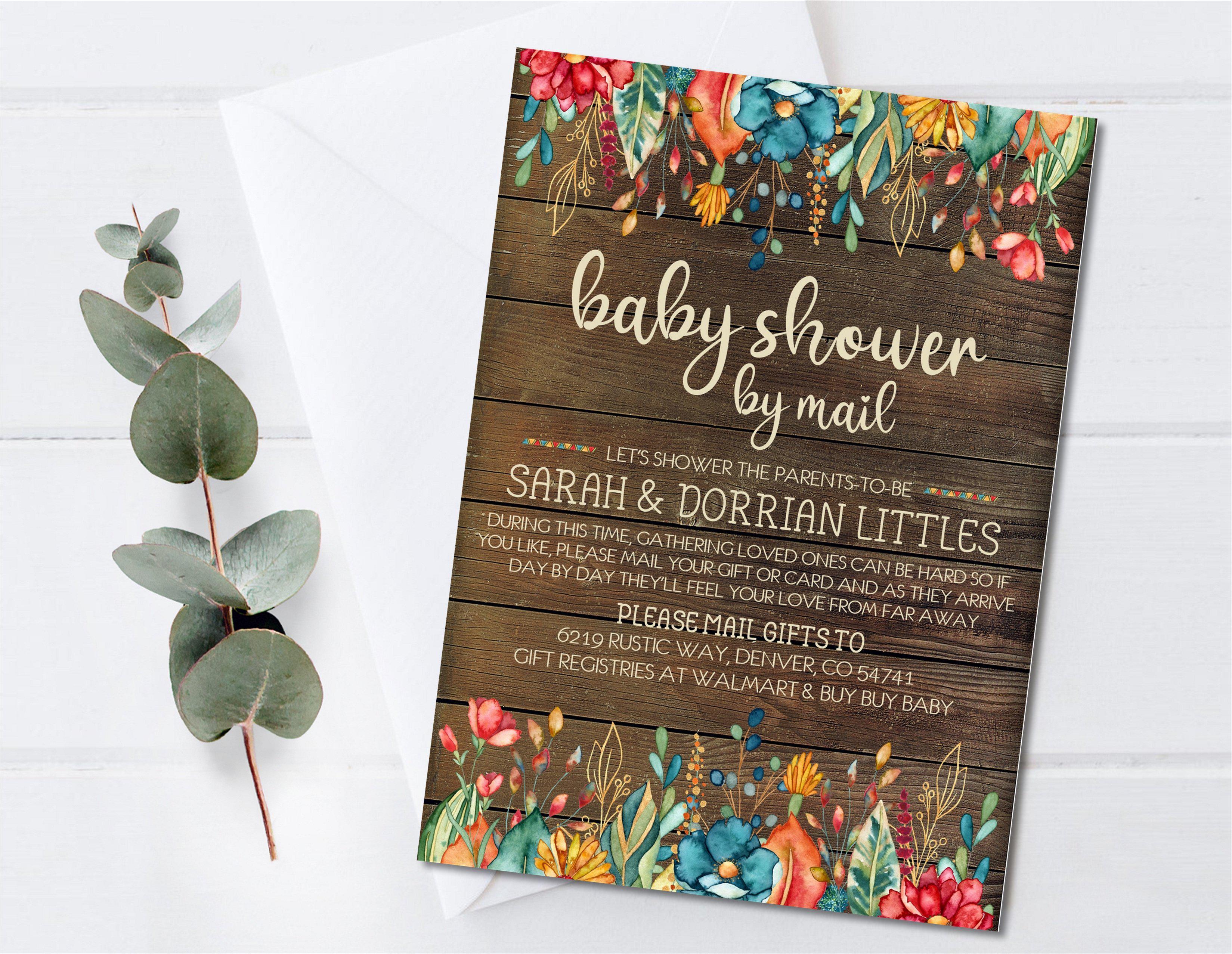 Rustic Wildflower Baby Shower By Mail Invitations