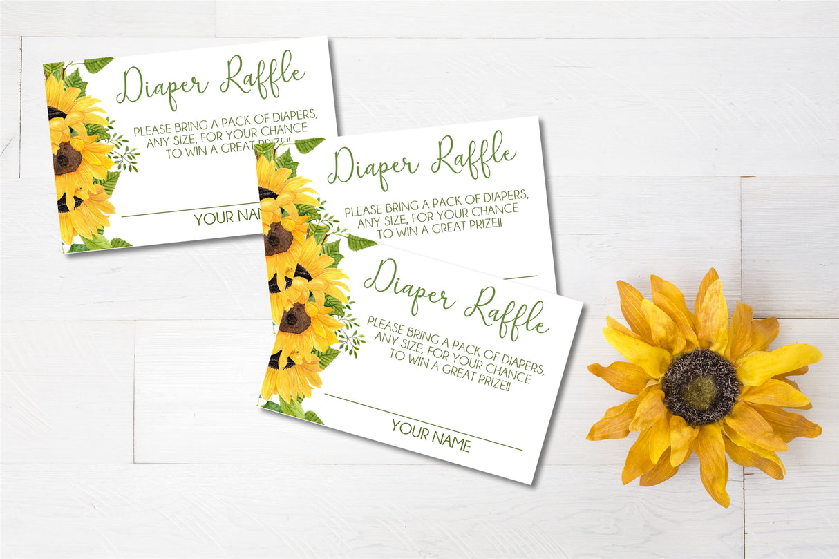 Rustic Sunflower Diaper Raffle Printable