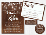 Rustic barn wedding invitation and RSVP card sets