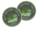 Rustic cactus and succulent baby shower favor label
