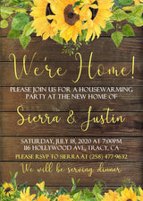 Rustic sunflower new home celebration invitation card