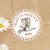 Rustic western party favor label with hat
