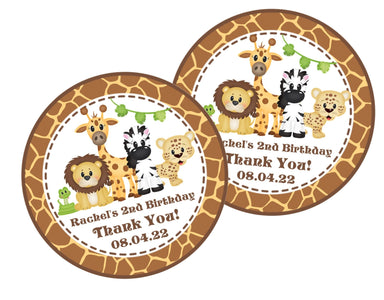 Safari Birthday Party Stickers or Favor Tags