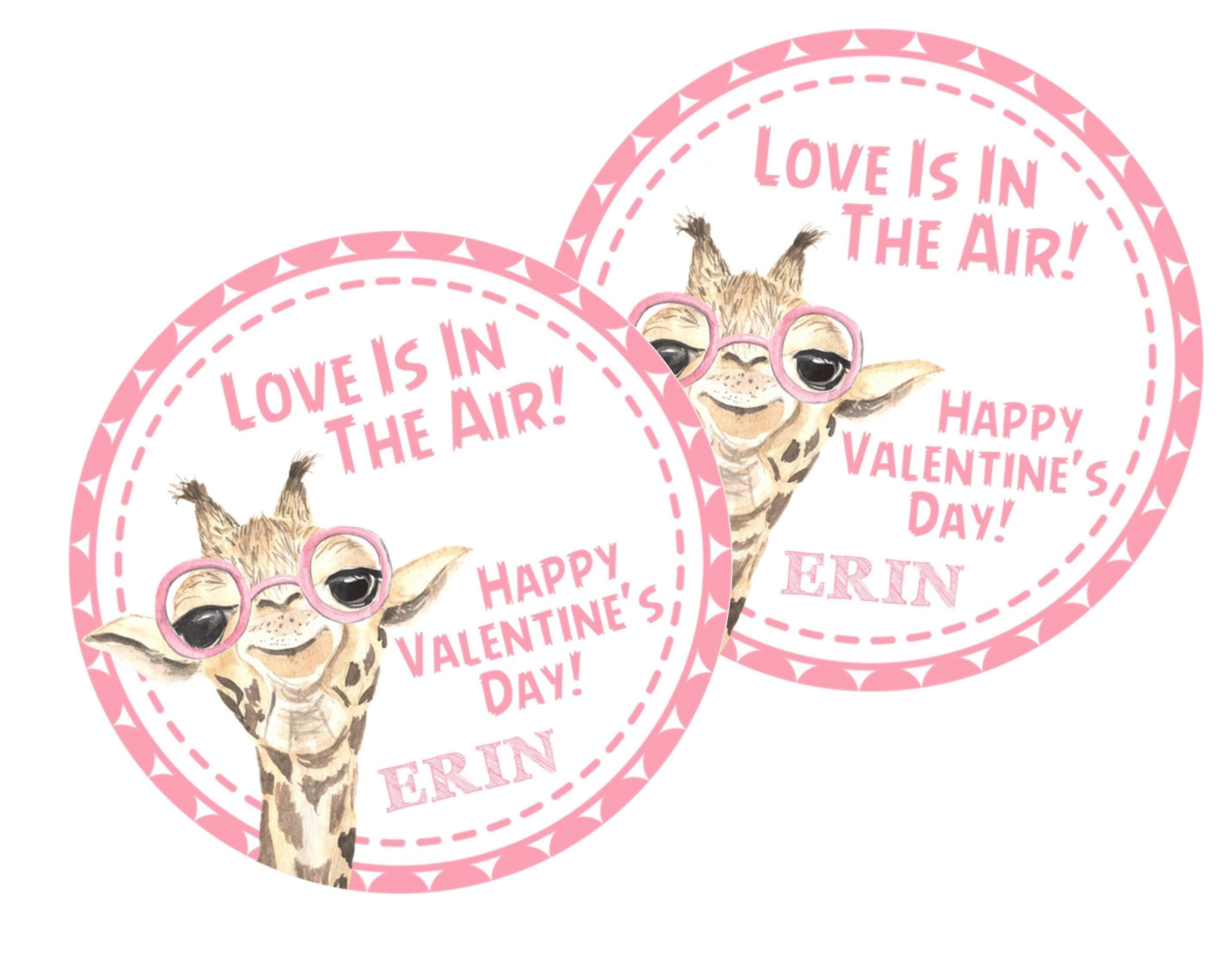 Safari Giraffe Valentine's Day Stickers