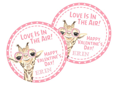 Safari Giraffe Valentine's Day Stickers