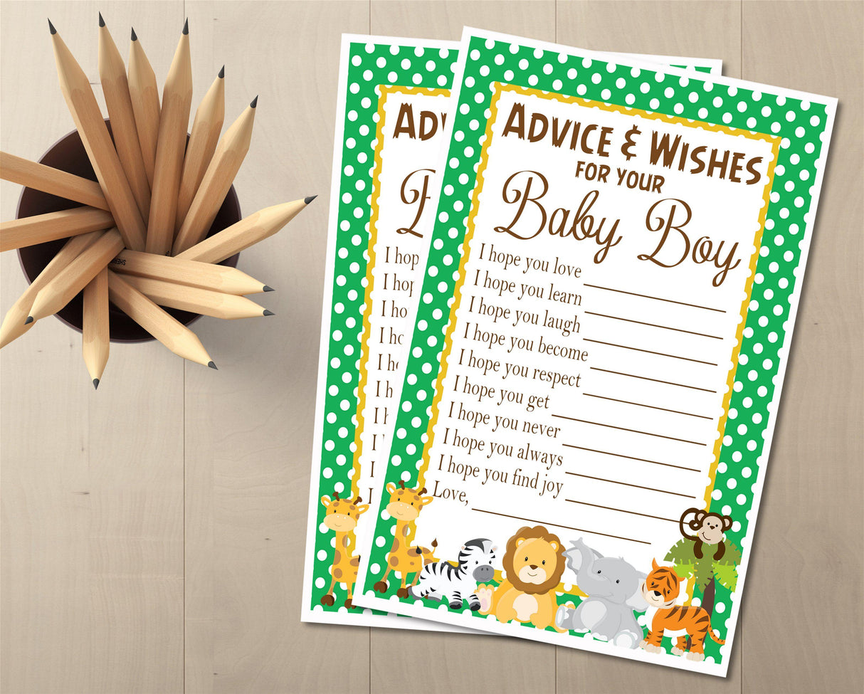 Safari Baby Shower Advice Cards Printable