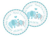 Safari baby shower favor stickers – turquoise elephant theme