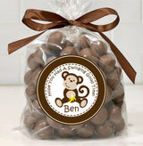 Safari monkey treat bag sticker design