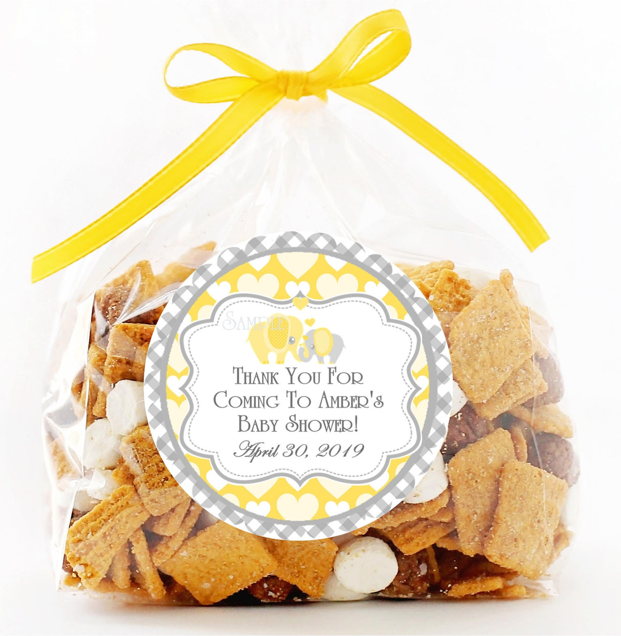 Safari yellow elephant baby shower favor stickers