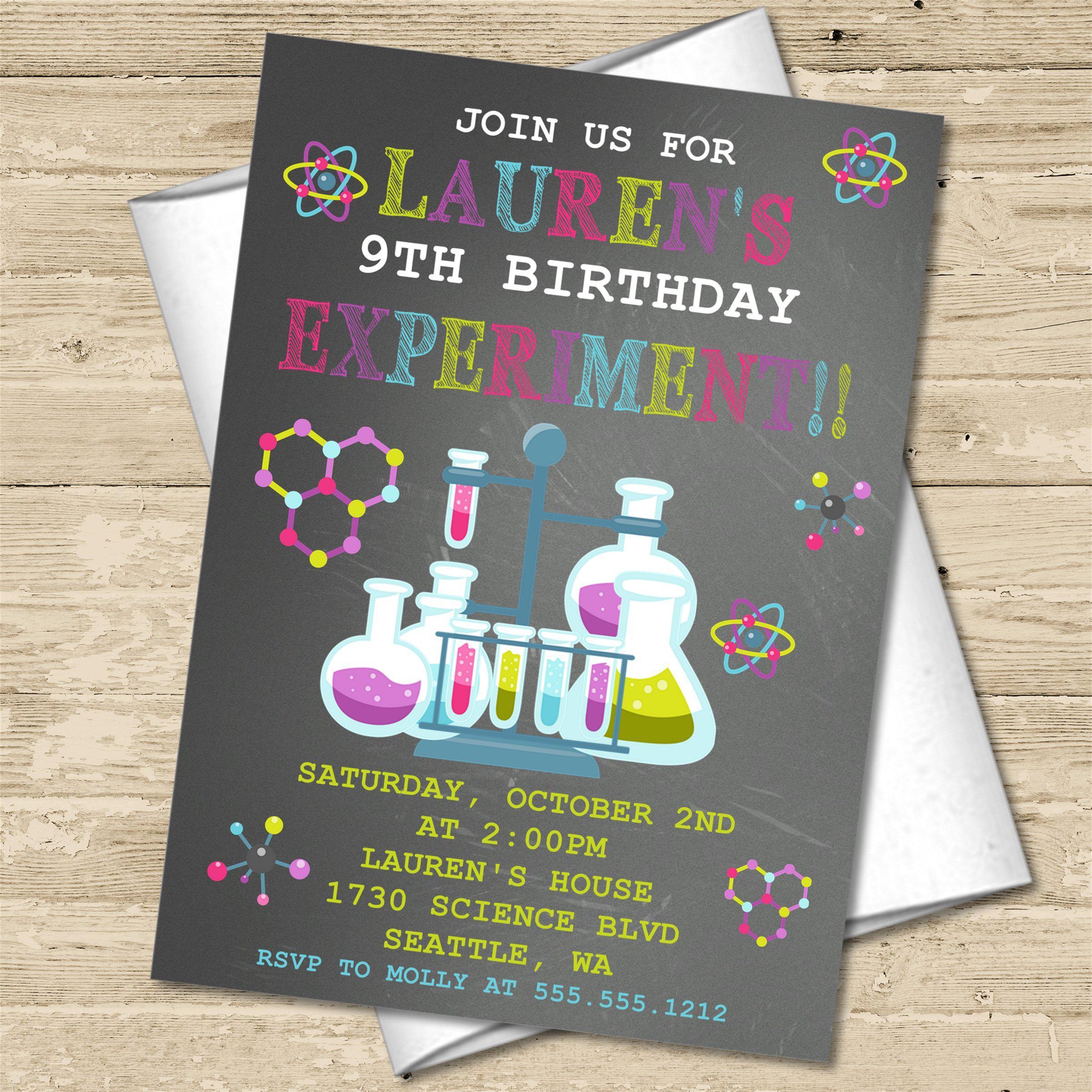 Science Birthday Party Invitations