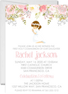 Floral first holy communion invitation for girls