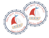 Ships Ahoy boy baby shower favor label