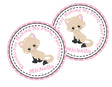 Siamese kitten birthday sticker with pink dotted border