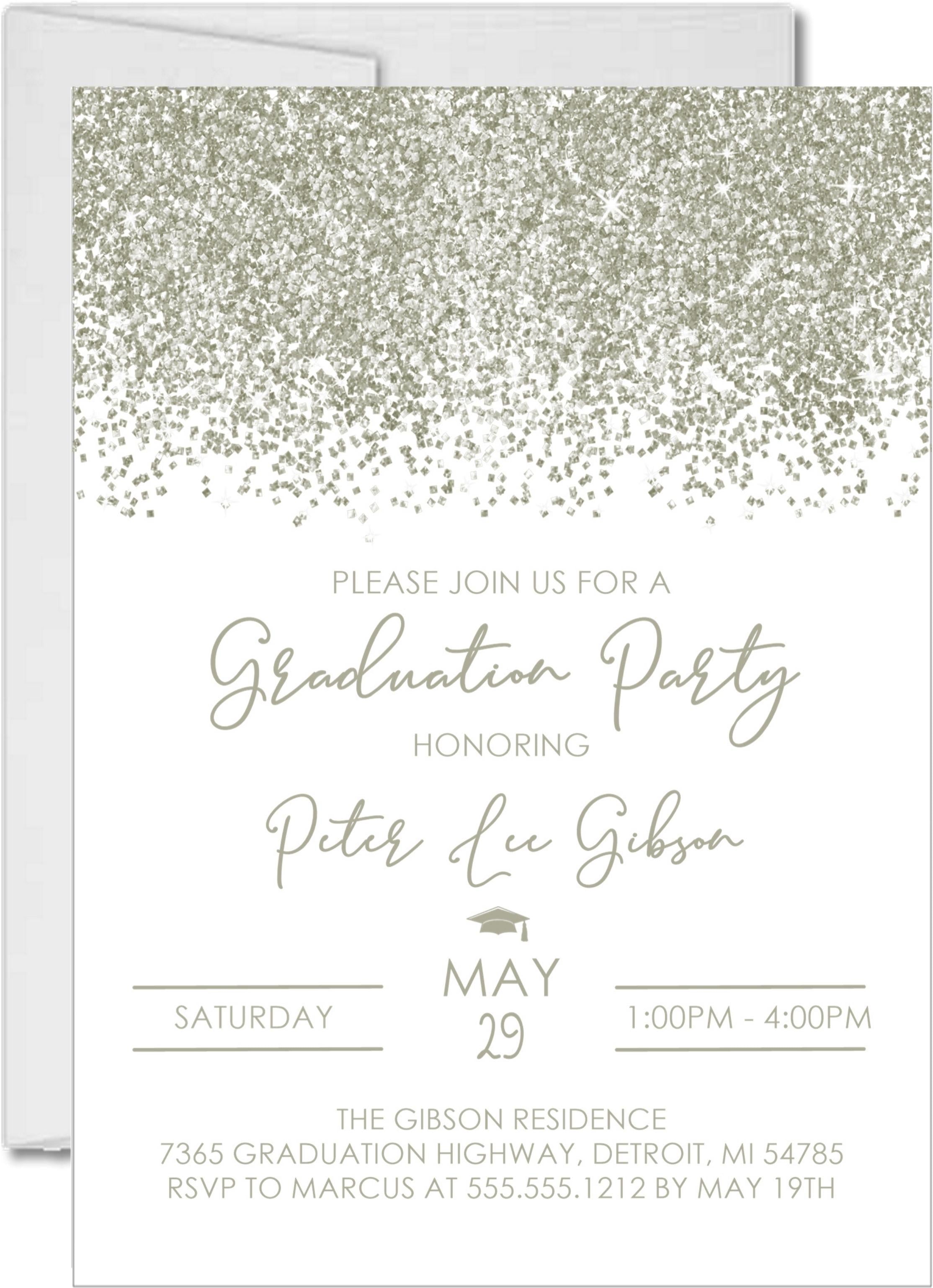 Silver Graduation Party Invitations