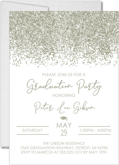 Silver Graduation Party Invitations