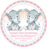 Single and twin elephant baby shower stickers for favors and decorations