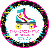 Skating birthday party favor sticker with bright colors