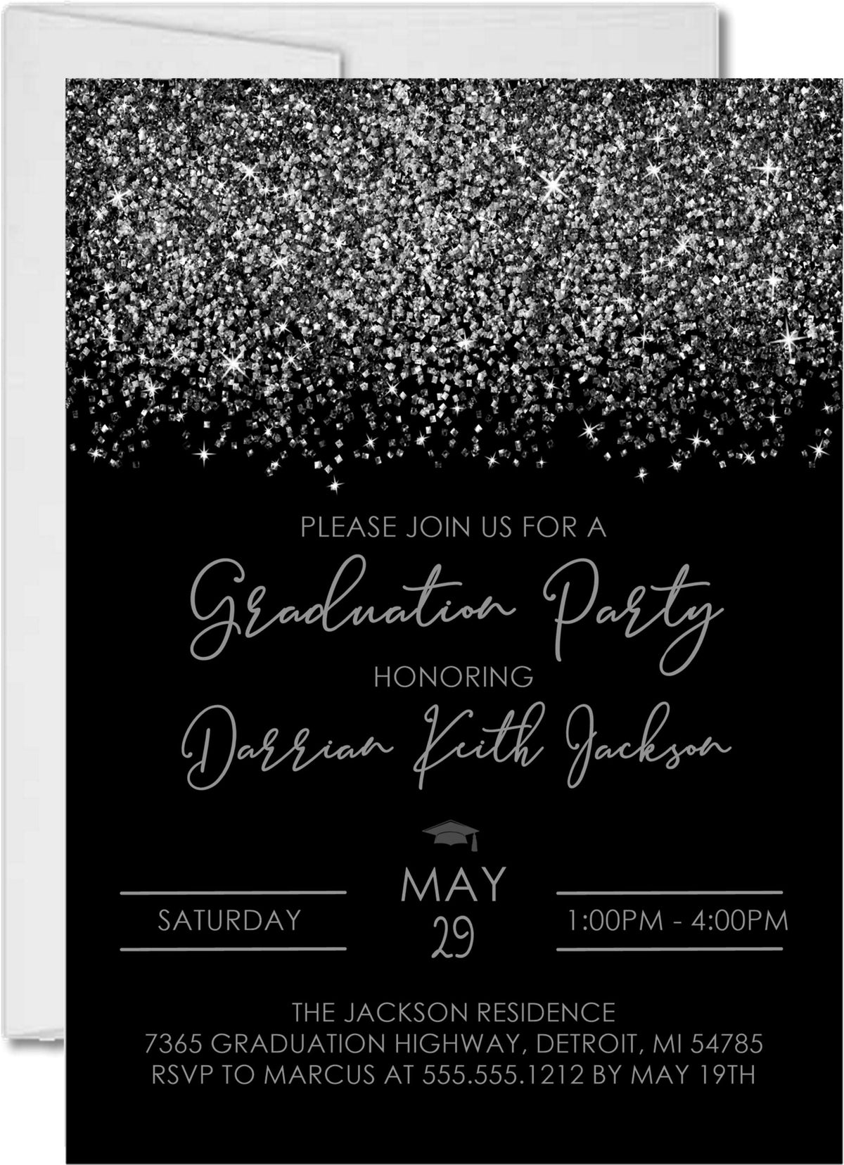 The Reflections Collection / Black Card Stock Invitations With