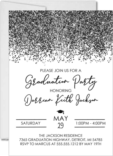 Slate Grey Graduation Party Invitations