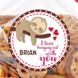 Sloth Valentine sticker personalized with name