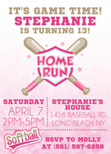 Softball Birthday Party Invitations