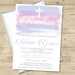 Spanish Pink And Lavender Watercolor Baptism Invitations