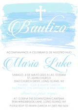 Spanish blue mi bautizo invitation