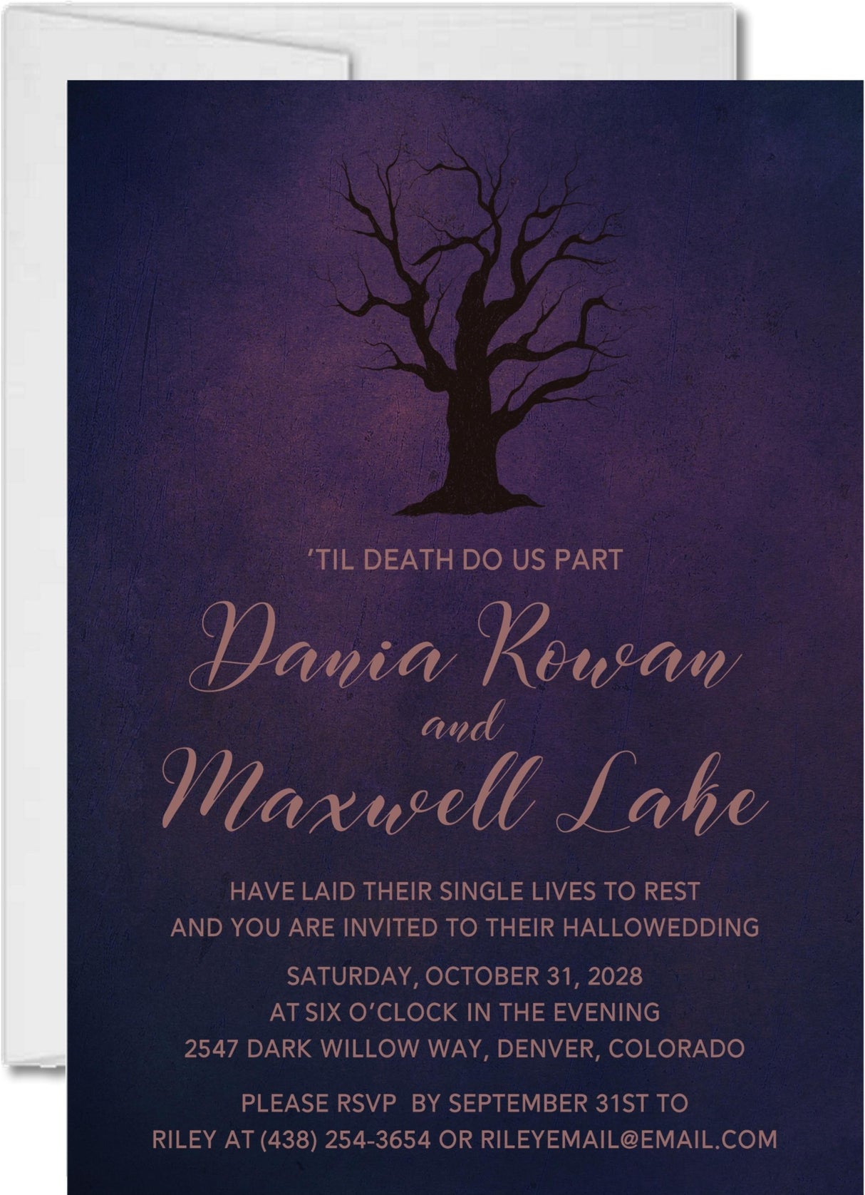 Spooky Purple Halloween Wedding Invitations