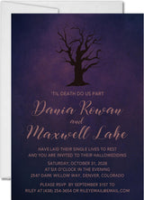 Spooky Purple Halloween Wedding Invitations