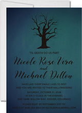 Spooky Turquoise Halloween Wedding Invitations