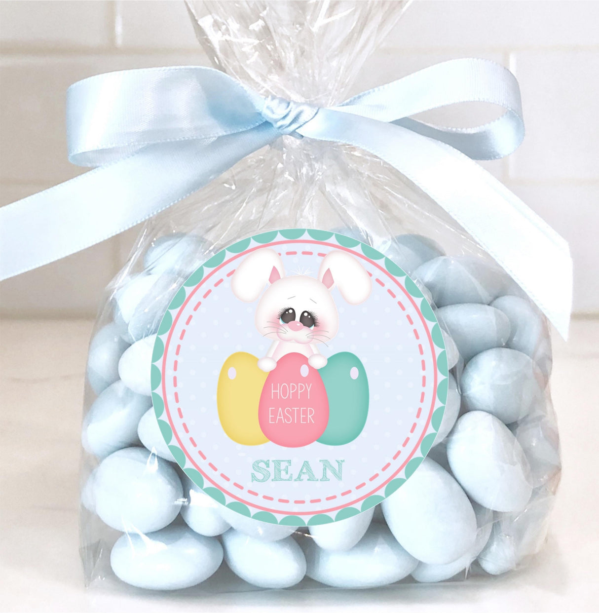 Spring Easter bunny sticker for baskets and treats