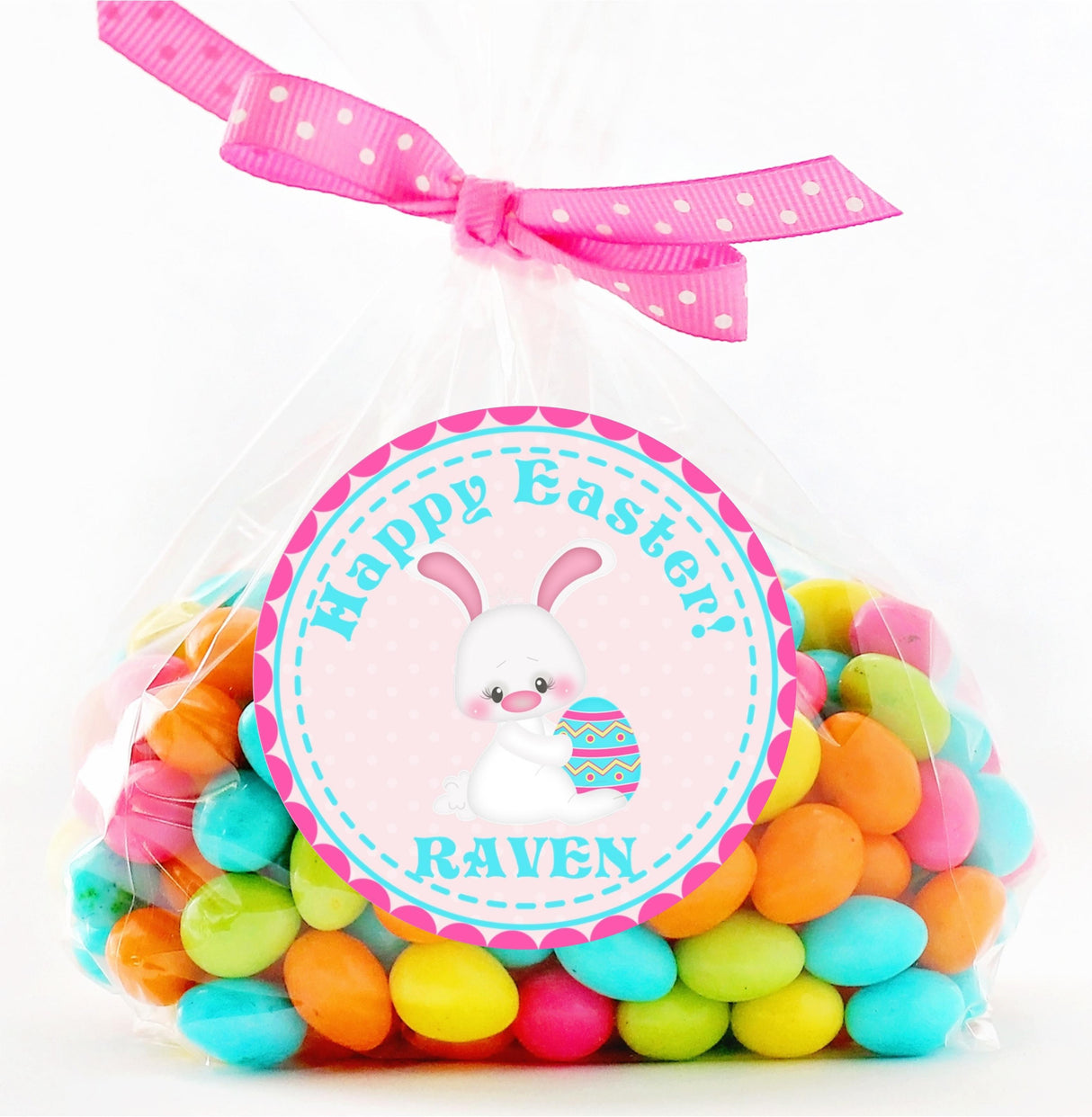 Spring Easter bunny sticker with egg