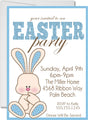 Spring Easter celebration invitation with blue polka dot accents