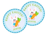 Spring Easter sticker with bunny and carrot illustration