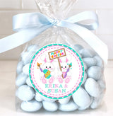 Spring Easter sticker with two bunnies and bright colors