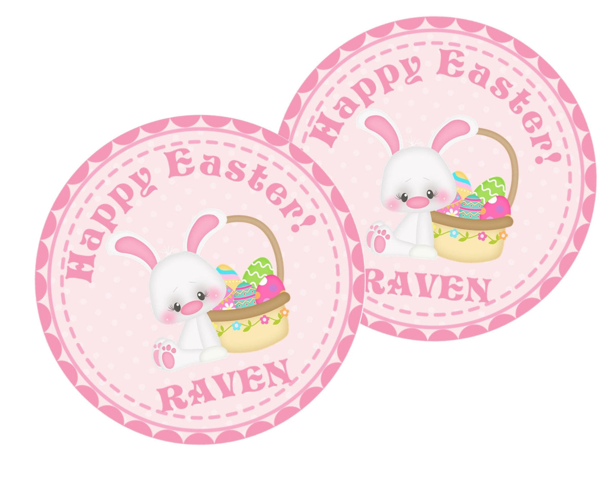 Spring pink bunny Easter favor sticker