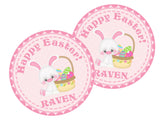 Spring pink bunny Easter favor sticker