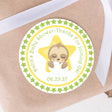 Star sloth baby shower favor stickers with green border