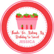 Strawberry basket birthday sticker favor labels