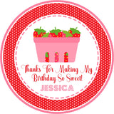 Strawberry basket birthday sticker favor labels