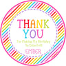 Stripped rainbow birthday sticker favor labels