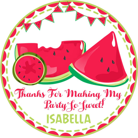 Summer watermelon thank you sticker birthday