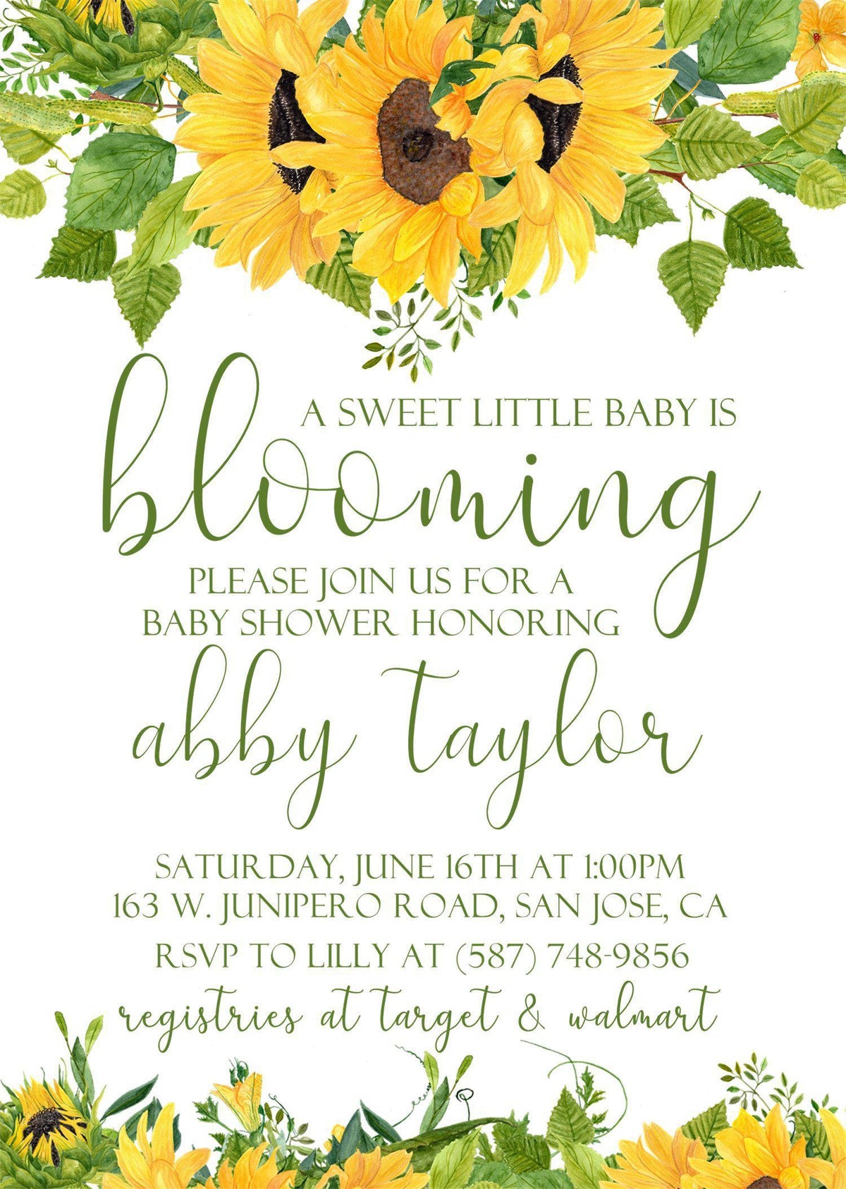 Sunflower Baby Shower Invitations — Party Beautifully