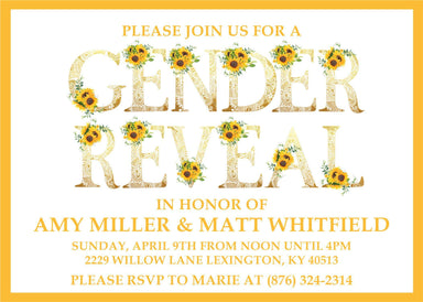 Sunflower Gender Reveal Invitations