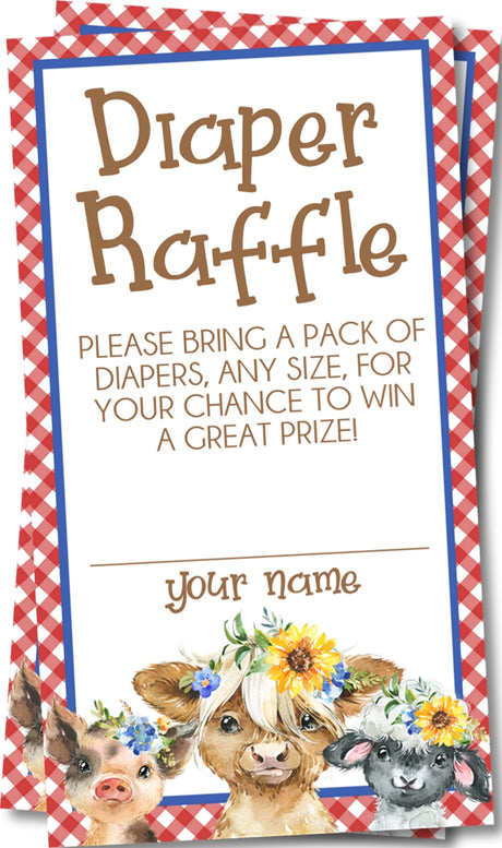 Sunflower Farm Baby Shower Diaper Raffle Printable