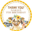 Sunflower farm animal birthday sticker cows sheep pig design