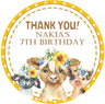 Sunflower farm animal birthday sticker cows sheep pig design