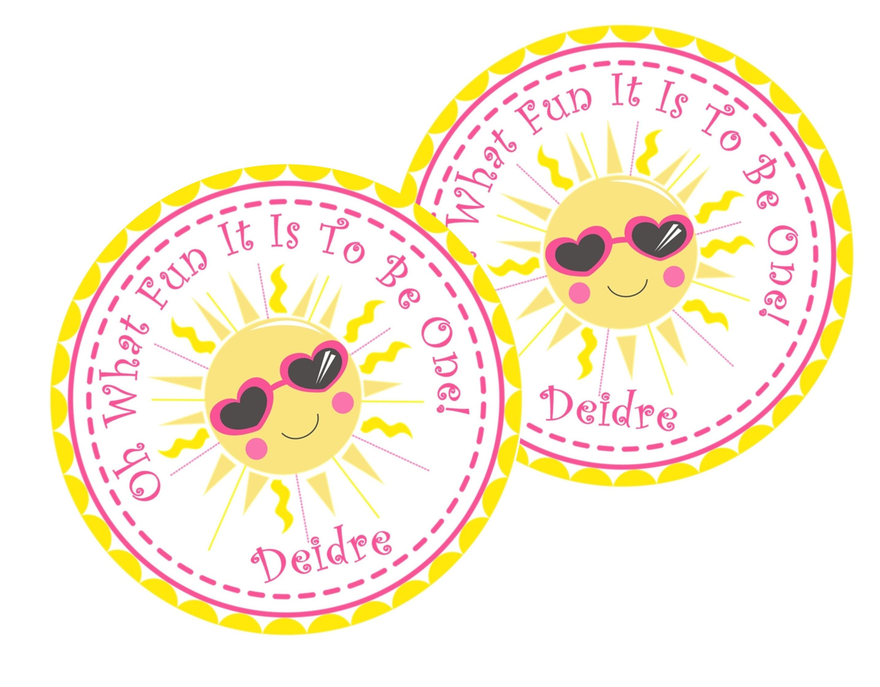 Sunshine 1st Birthday Party Stickers