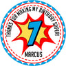Superhero birthday sticker comic burst design