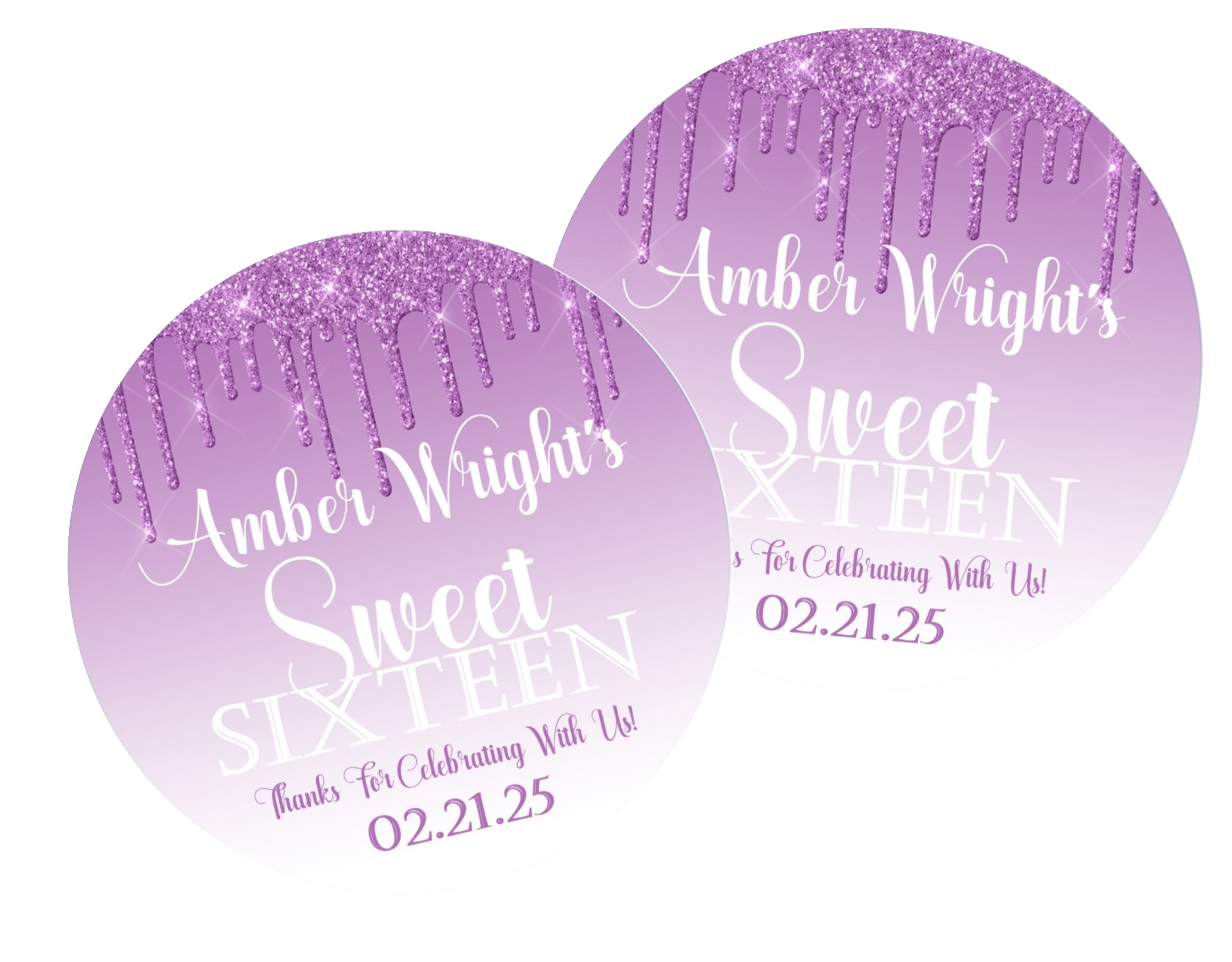 Lavender Sweet 16 Stickers Or Favor Tags